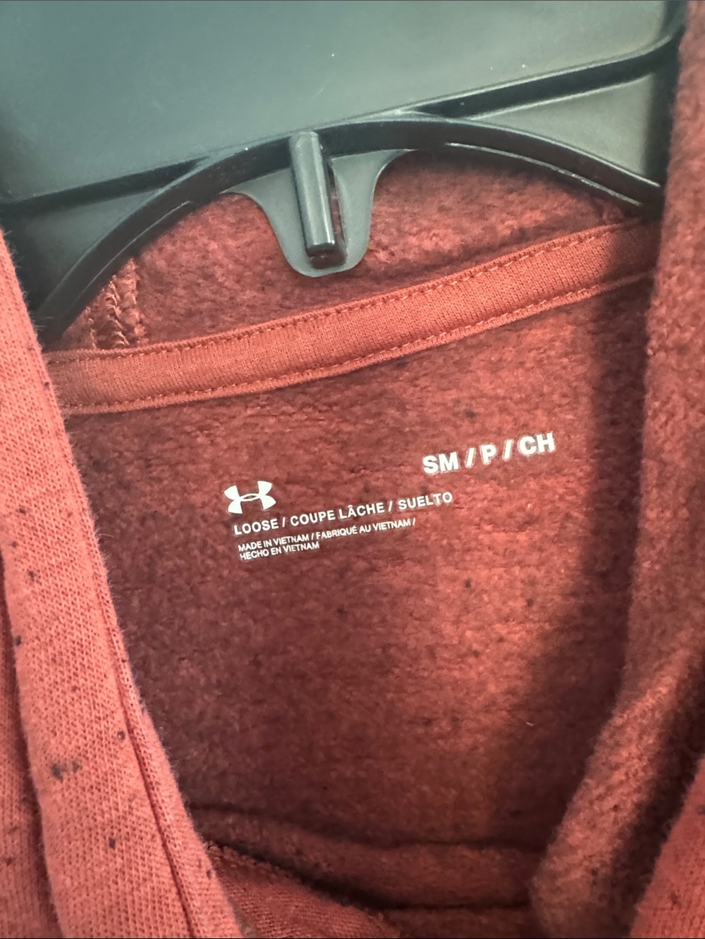 Under Armour Men’s Red Pullover Style Hoodie with Black Logo - Picture 4 of 10